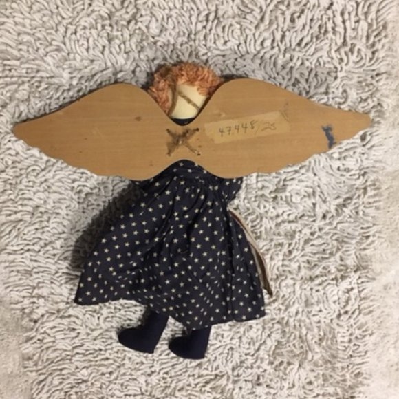 VTG Patriotic Angel Red White Blue Stars Stripes Hanging Door Welcome Doll 17x16 - Picture 2 of 11